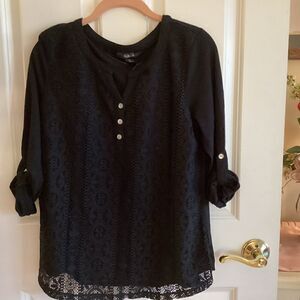 NWOT. Style & Co. (a Macy’s brand) Women’s L /S Black Layered Top